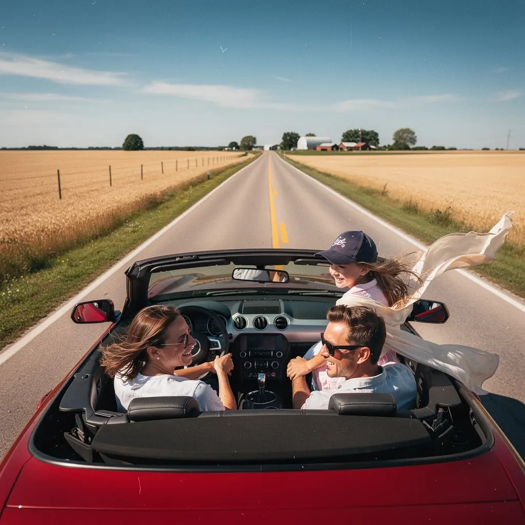 Zabezpieczenie pojazdu na wiejskiej drodze w malowniczym krajobrazie