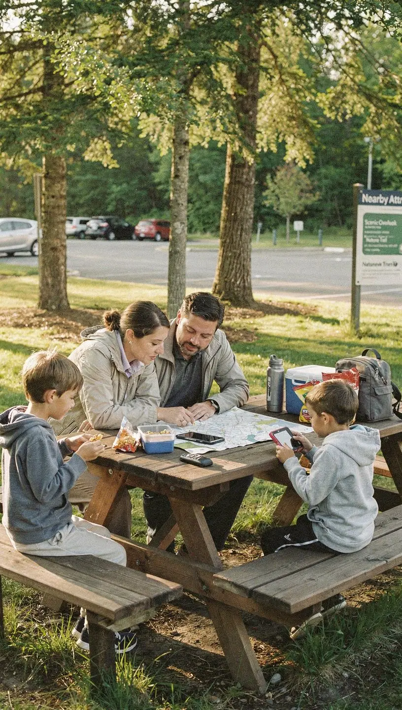 Zespół doradców ds. ubezpieczeń samochodowych na wsi podczas spotkania na temat ochrony pojazdów.